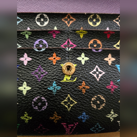 Authentic Louis Vuitton Murakami Black Multicolor Wallet RARE Lavender Interior - Picture 12 of 16